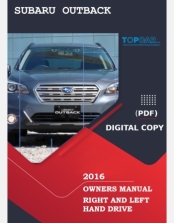 SUBARU OUTBACK 2016 OWNERS MANUAL RHD AND LHD